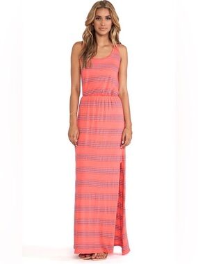 Splendid Pipeline Striped Sleeveless Maxi Sundress in Coral Sz M